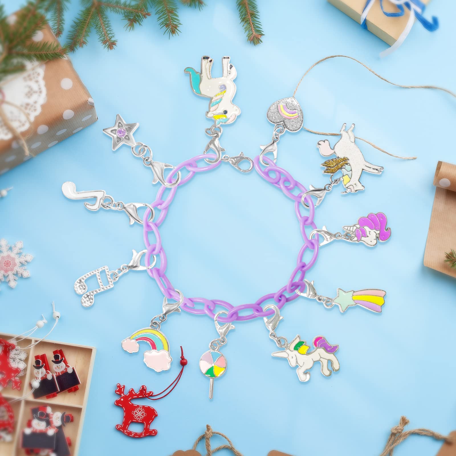 Christmas Advent Calendar 2025 for Girls Boys with 24 Days Unique Gift Countdown Calendar Blind Box Blue UnicornTheme DIY Creati